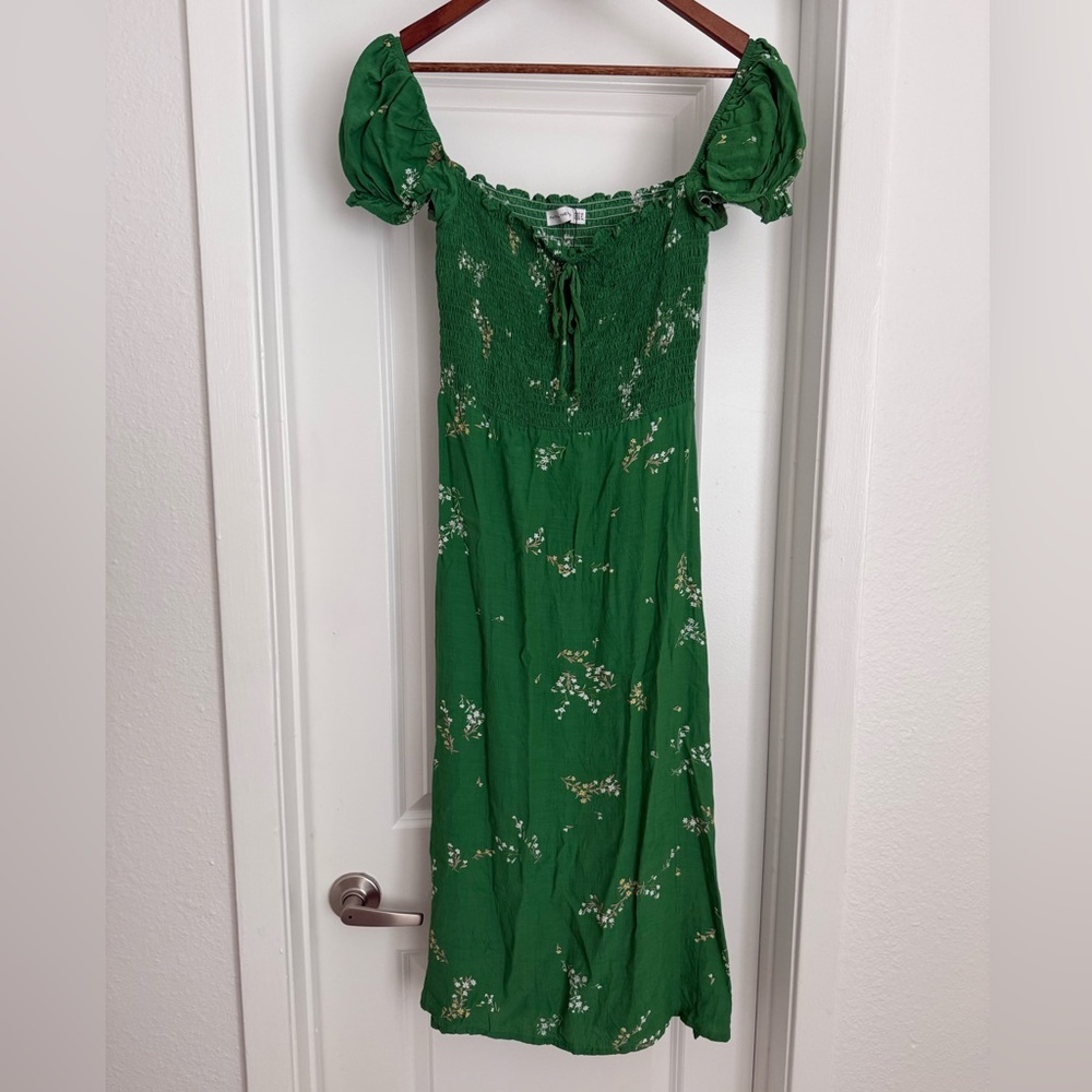 Faithfull The Brand Myrtle Midi Dress Green Floral Size 6